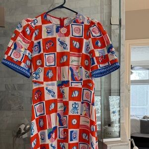 HUNTER BELL Red and Blue Patterned Maxi Dress